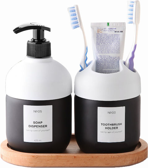 GinzaMaison Glass Bathroom Accessory Set White 3 Pieces GinzaMaison Glass Bathroom Accessory Set White 3 Pieces