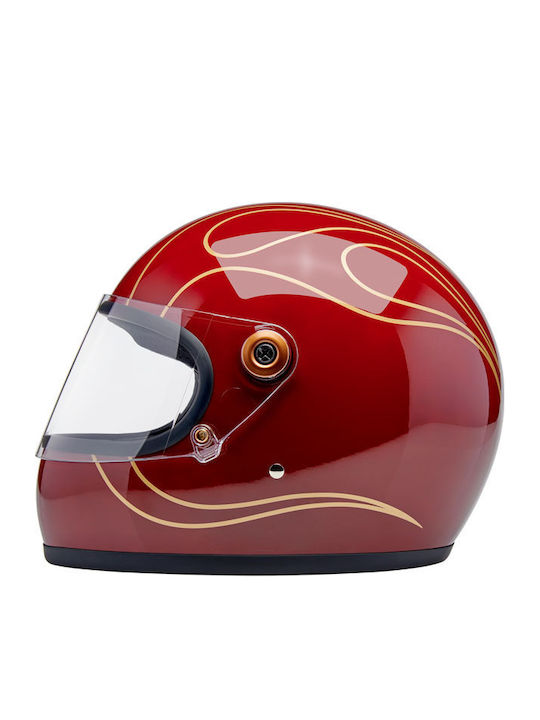 Biltwell Gringo S Garnet Red Flames Мотоциклетна каска Full Face DOT / ECE 22.06