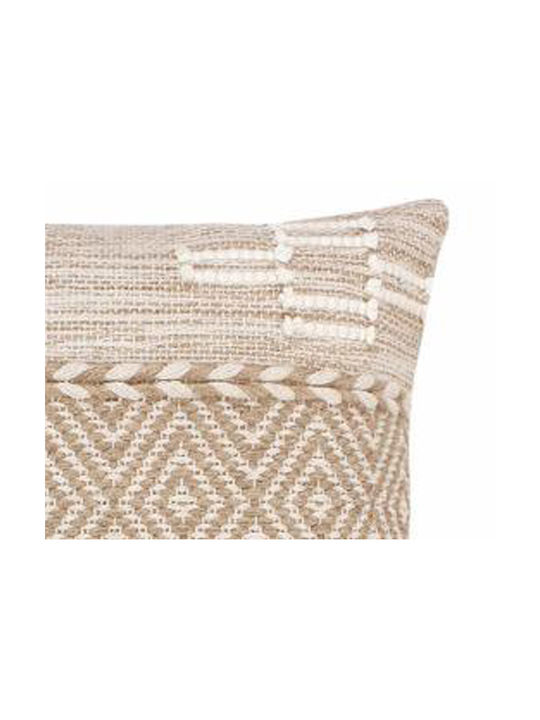 Inart Sofa-Kissen Mitto aus 100% Baumwolle Beige-Weiß 45x45cm