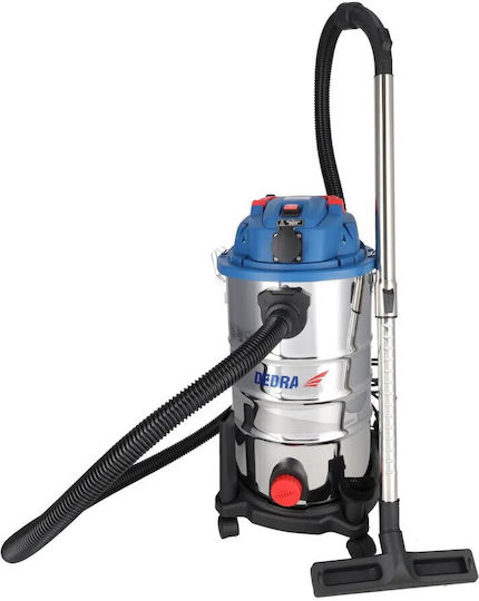 Dedra Staubsauger Flüssigkeiten / Feststoffe 1600W mit Edelstahl Behälter 30Es