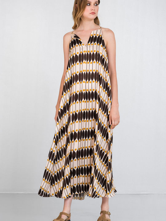 Maxi Βραδινό Φόρεμα Κομπινεζόν Brown