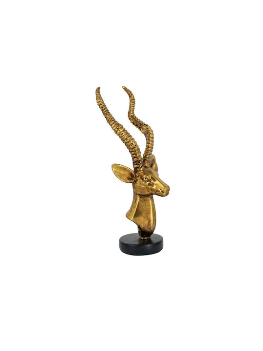 Artekko Animal Gold Tabletop Polyresin Reindeer Head 14x13x30 Cm