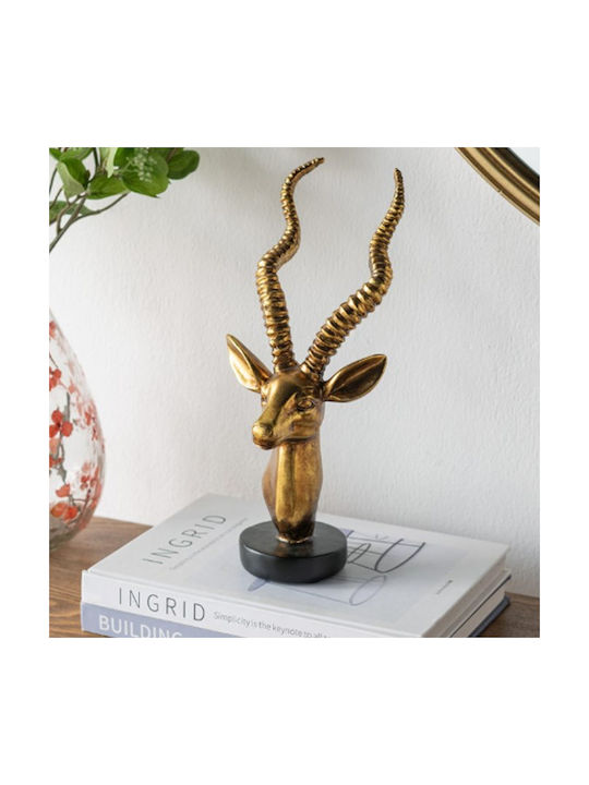 Artekko Animal Gold Tabletop Polyresin Reindeer Head 14x13x30 Cm