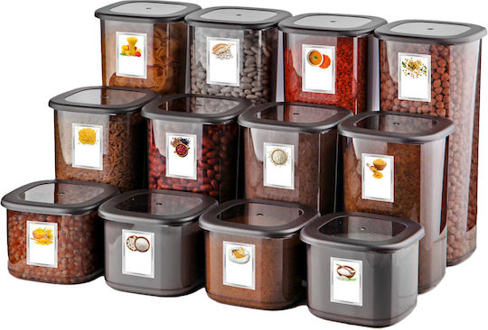 Set 12 Bucăți Cutii pentru Paste Zahăr Cereale cu Capac Plastic Gri 1750ml 12 Bucăți Set 12 Bucăți Cutii pentru Paste Zahăr Cereale cu Capac Plastic Gri 1750ml 12 Bucăți