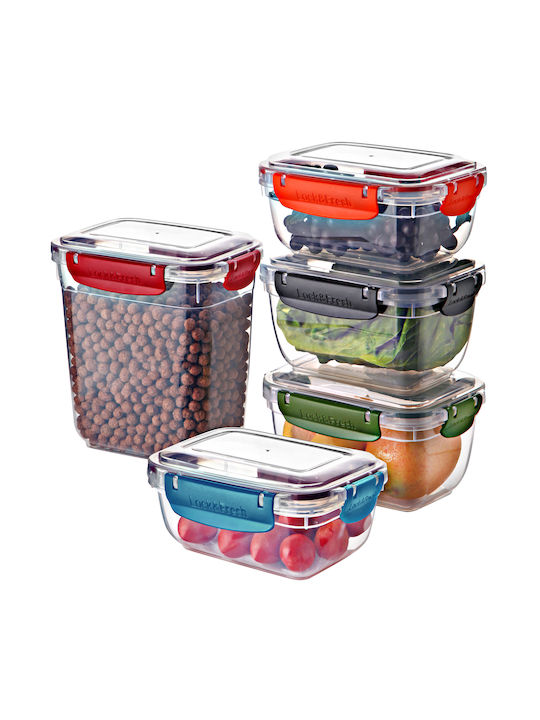 Set 5 Bucăți Vaze Utilizare Generală cu Capac Plastic Transparent 800ml 5 Bucăți