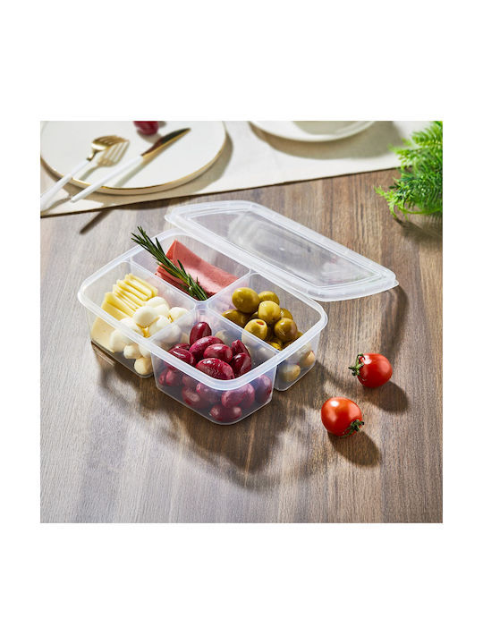 Set Plastic Transparent Lunch Boxes 21x15cm 4 Pieces