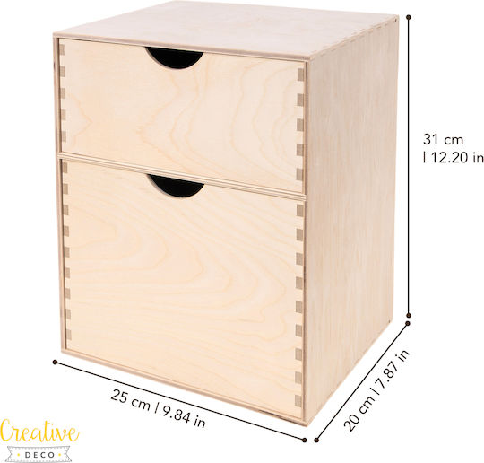 Creative Wood Desktop Drawer 2 Compartments 20x31x25cm Green