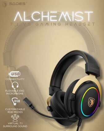 Sades Alchemist Over Ear Gaming Headset με σύνδεση USB for Nintendo Switch / PC / PS4 / PS5