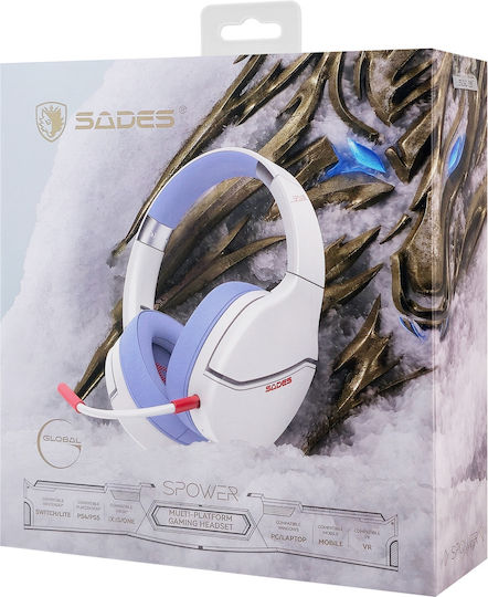Sades Spower Надушници Гейминг Слушалки с Свързаност 3,5 мм Бели за Nintendo Switch / PC / PS4 / PS5 / XBOX