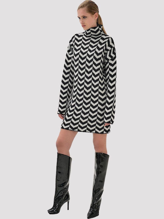 Mini Kleid Rollkragen Weiß
