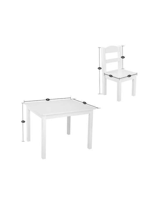 Kids Table Set with Chairs Made of White Wood