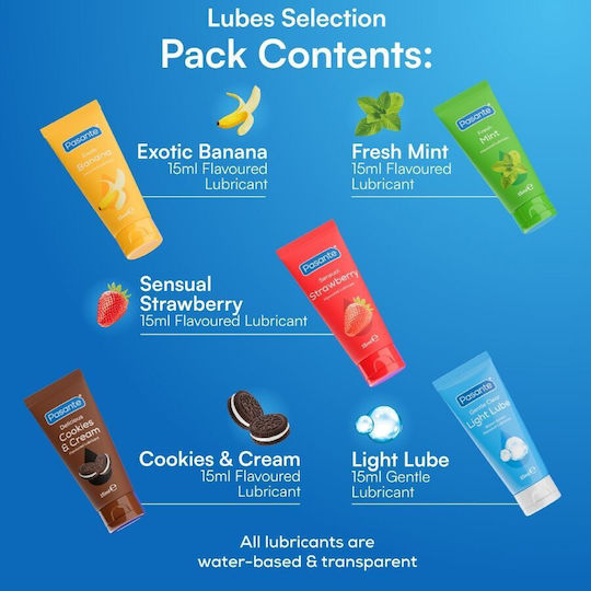 Pasante Pack Assorted Flavor Lubricants 5 Units X 15 Ml