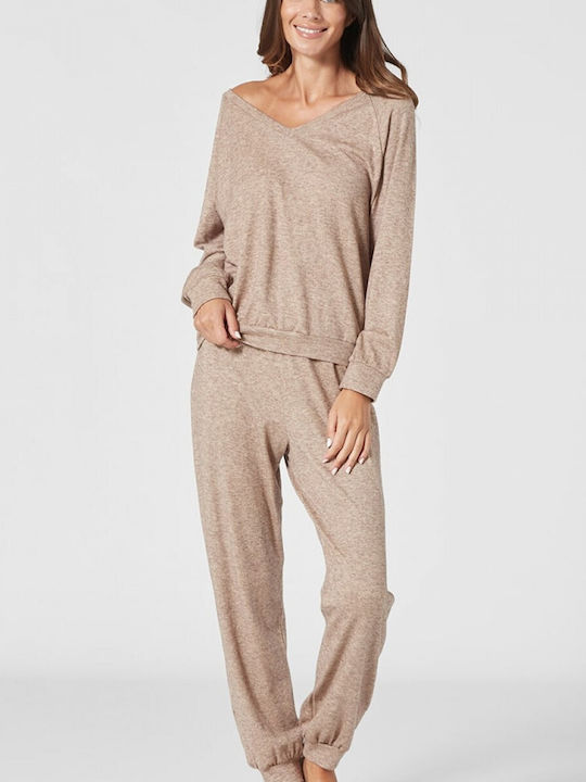 Pen-ky Winter Women's Pyjama Set Mocha