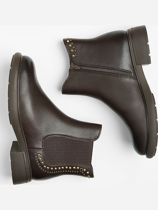 Leder Stiefeletten Damen Braun