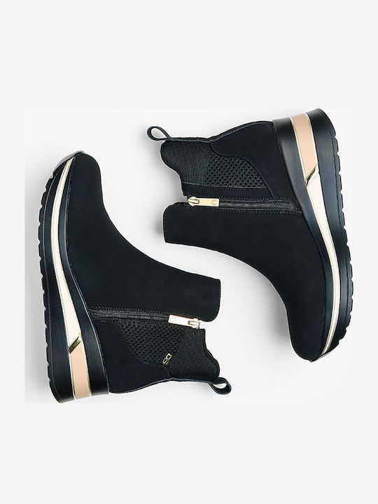 Leder Stiefeletten Damen Schwarz