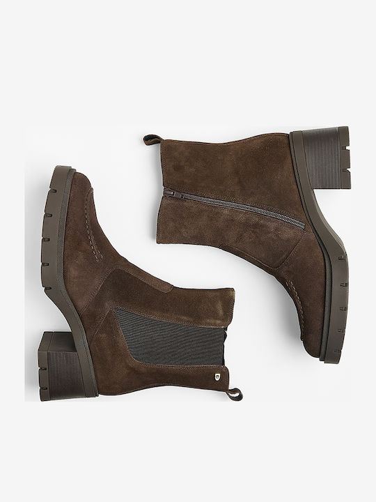 Leder Damen Chelsea-Stiefel Braun