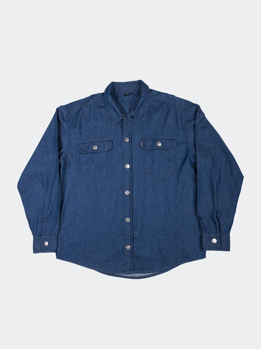 Long Sleeve Cotton Overshirt Blue