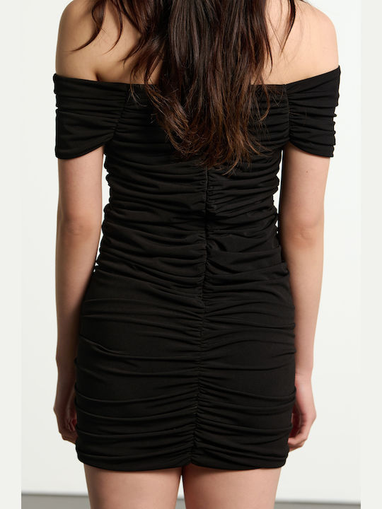 Summer Mini Evening Dress with Wrap Black SKXA09-Black