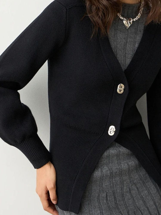 Women's Knitted Cardigan with Buttons Black