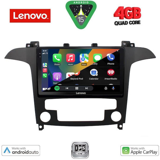 Lenovo Car Audio System for Ford S-Max 2006-2014 with Clima (Bluetooth/USB/WiFi/GPS/Apple-Carplay/Android-Auto) with Touch Screen 9"