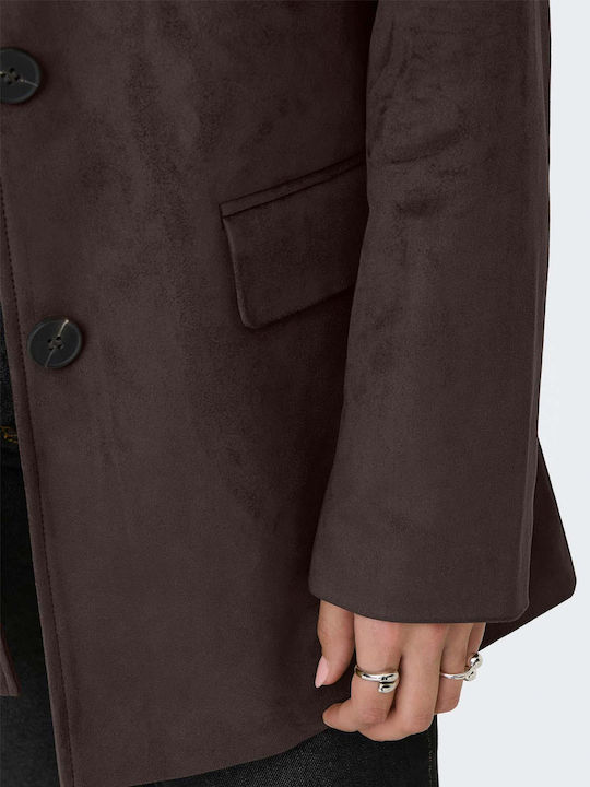 Only Blazer pentru femei Piele Sacou Maro