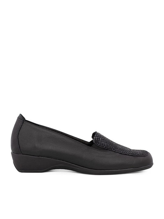 Leder Damen Mokassins in Schwarz Farbe