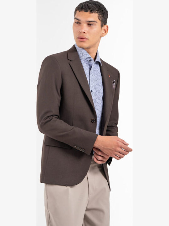 Men's Suit Jacket Slim Fit Brown