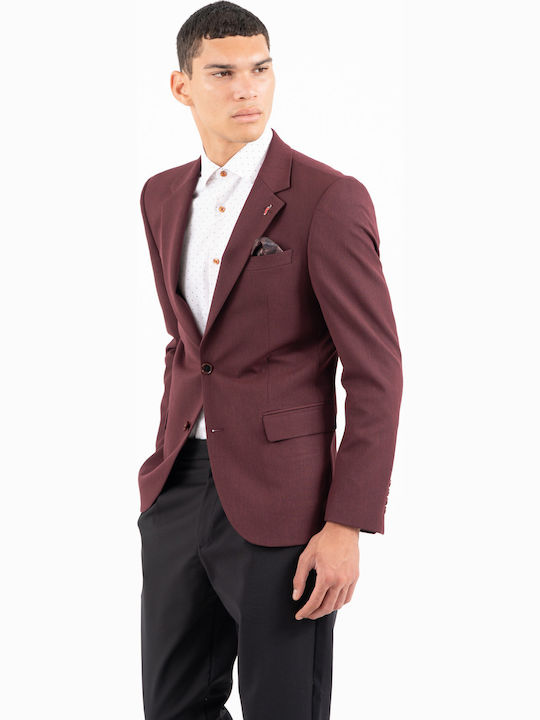 Men's Winter Suit Jacket Slim Fit Bordeaux