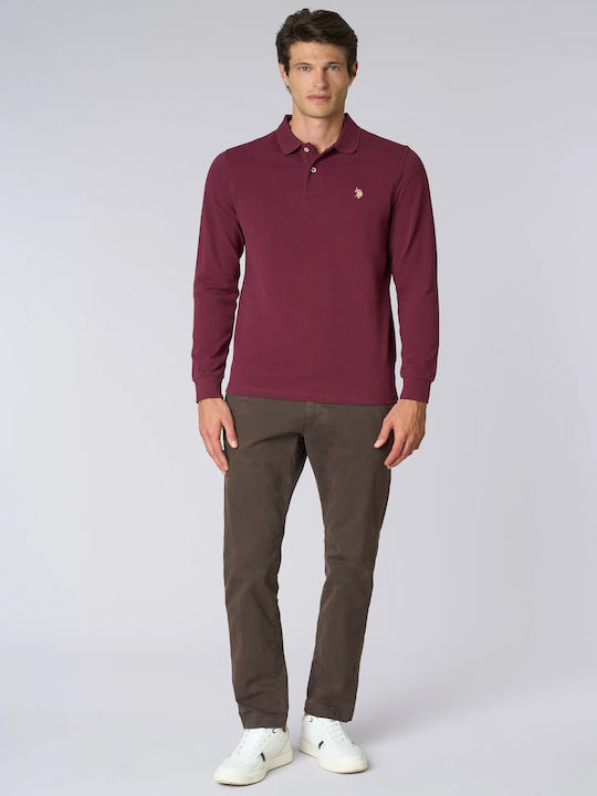 Bluza Polo Mânecă Lungă Burgundy