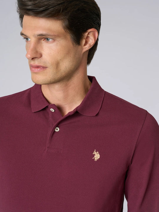 Bluza Polo Mânecă Lungă Burgundy