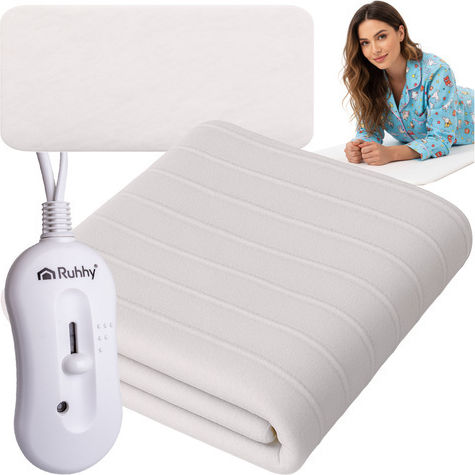 Ruhhy Single Electric Washable Blanket White 65W 80x190cm