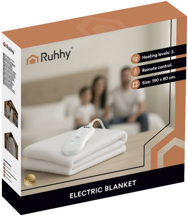 Ruhhy Single Electric Washable Blanket White 65W 80x190cm