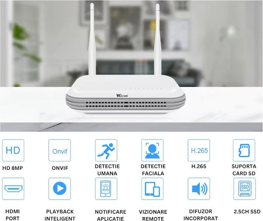NVR WiFi 8 Καναλιών Taggo 8MP 4K Ανίχνευση Προσώπου H.265
