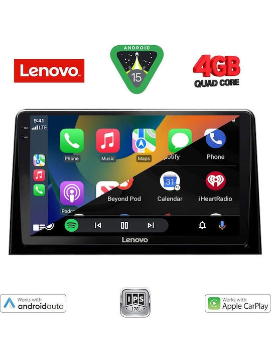Lenovo Автомобилна Аудио Система (Блутут/USB/AUX/WiFi/GPS/Apple-Carplay/Android-Auto) с Тъчскрийн 10"