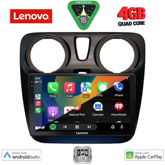 Lenovo Auto-Audiosystem für Dacia Dokker 2012 (Bluetooth/USB/AUX/WiFi/GPS/Apple-Carplay/Android-Auto) mit Touchscreen 9"