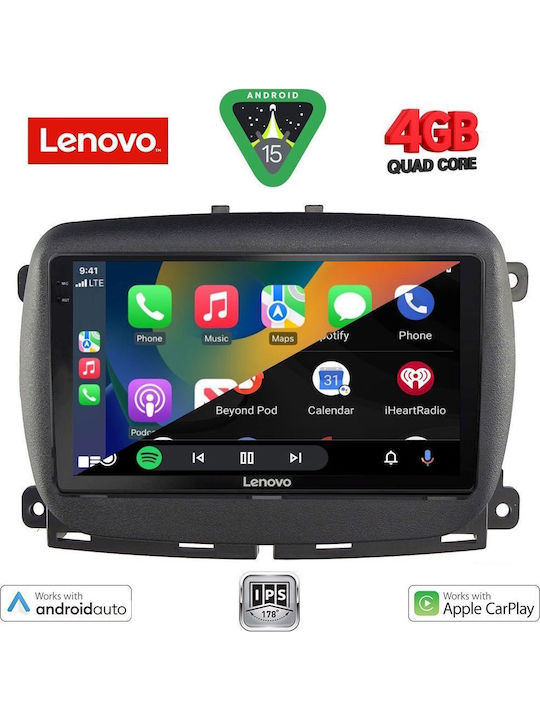 Lenovo Car Audio System for Fiat 500 2016 (Bluetooth/USB/AUX/WiFi/GPS/Apple-Carplay/Android-Auto) with Touch Screen 9"