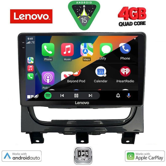 Lenovo Car Audio System for Fiat Strada 2012-2020 (Bluetooth/USB/AUX/WiFi/GPS/Apple-Carplay/Android-Auto) with Touch Screen 9"