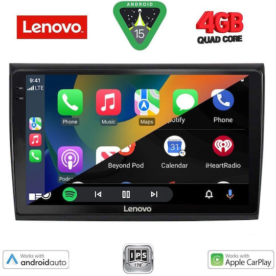 Lenovo Ηχοσύστημα Αυτοκινήτου για Fiat Bravo 2007 (Bluetooth/USB/AUX/WiFi/GPS/Apple-Carplay/Android-Auto) με Οθόνη Αφής 9"