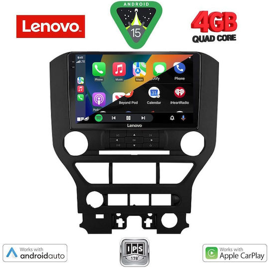 Lenovo Car Audio System for Ford Mustang 2015-2020 Bluetooth USB AUX Wi-Fi GPS Apple CarPlay Android Auto with 9-Inch Touch Screen