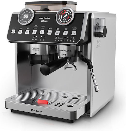 Rohnson Automatic Espresso Machine 2800W Pressure 20bar with Grinder Silver R-98200