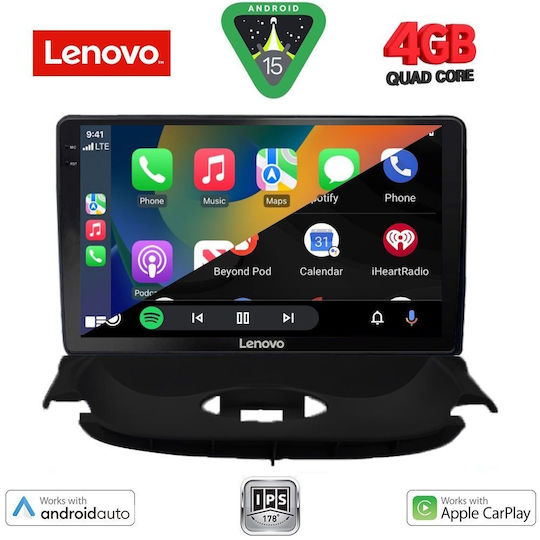 Lenovo Car Audio System for Peugeot 206 1998-2006 (Bluetooth/USB/AUX/WiFi/GPS/Apple-Carplay/Android-Auto) with Touch Screen 9"