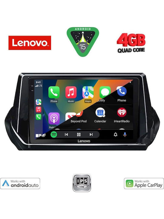 Lenovo Car Audio System for Peugeot 208 2021 (Bluetooth/USB/AUX/WiFi/GPS/Apple-Carplay/Android-Auto) with Touch Screen 9"
