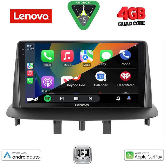 Lenovo Car Audio System for Renault Megane 2009-2016 (Bluetooth/USB/AUX/WiFi/GPS/Apple-Carplay/Android-Auto) with Touch Screen 9"