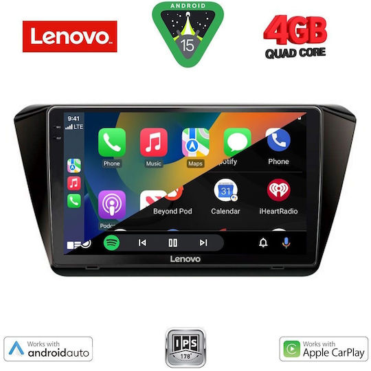 Lenovo Car Audio System for Skoda Superb 2015 (Bluetooth/USB/AUX/WiFi/GPS/Apple-Carplay/Android-Auto) with Touch Screen 10"