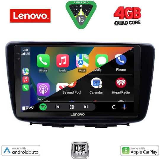 Lenovo Ηχοσύστημα Αυτοκινήτου για Suzuki Baleno 2016-2022 (Bluetooth/USB/AUX/WiFi/GPS/Apple-Carplay/Android-Auto) με Οθόνη Αφής 9"