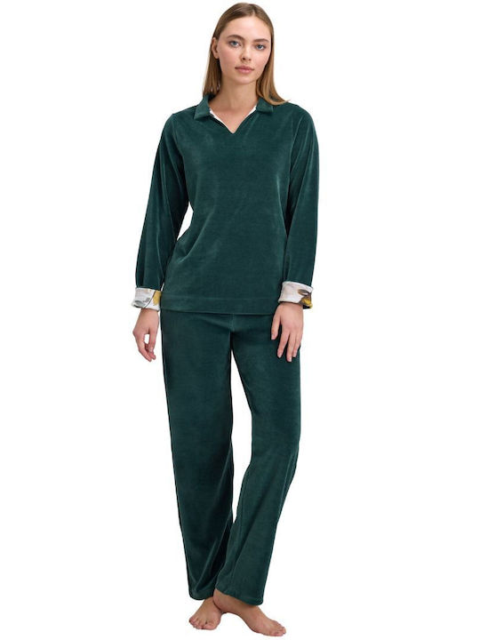 GoldenBay Set Pijamale pentru Femei Dark Green