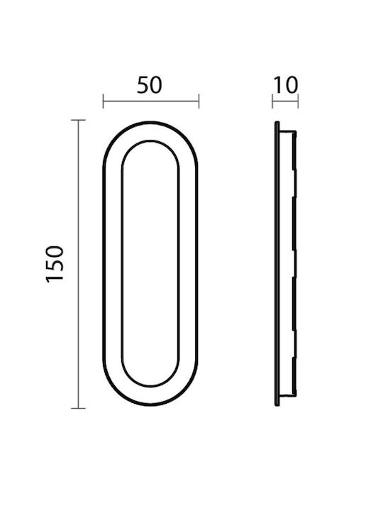Convex Χούφτα Πόρτας χωρίς Οπή Μαύρη 150mm SDH-14746