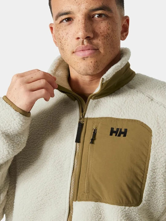 Panorama Pile Block Men's Fleece Cardigan Pelican