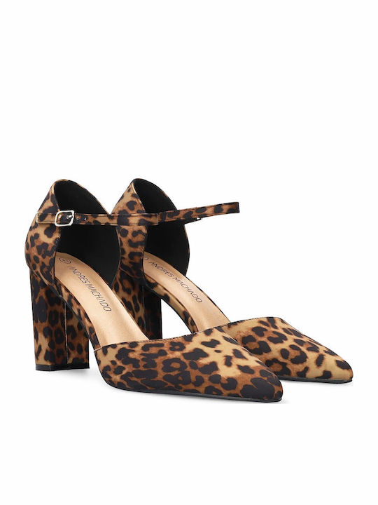 Multicolour Medium Heels with Strap Animal Print