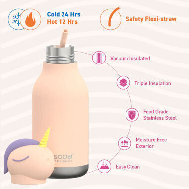 Asobu Kids Water Bottle Thermos Stainless Steel Santa 460ml